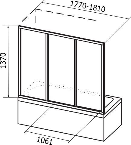 Шторка на ванну Ravak AVDP3-180 Transparent, профиль белый 40VY0102Z1 - 1