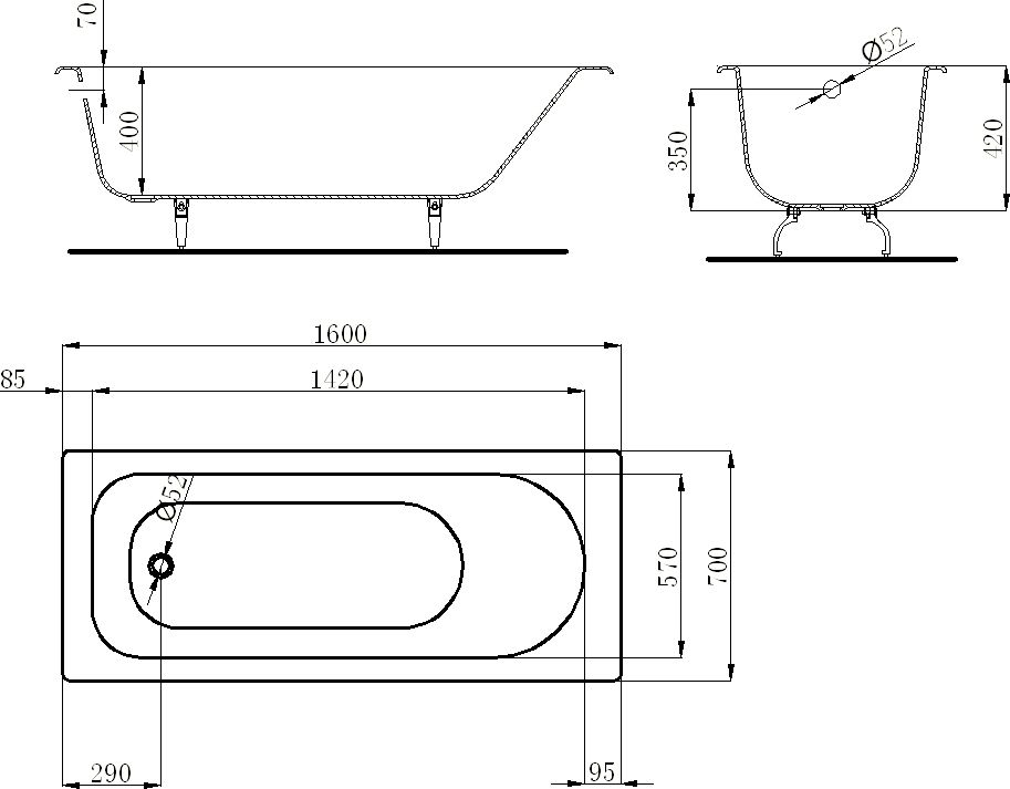 Чугунная ванна Byon Byon 160x70  V0000219 - 1