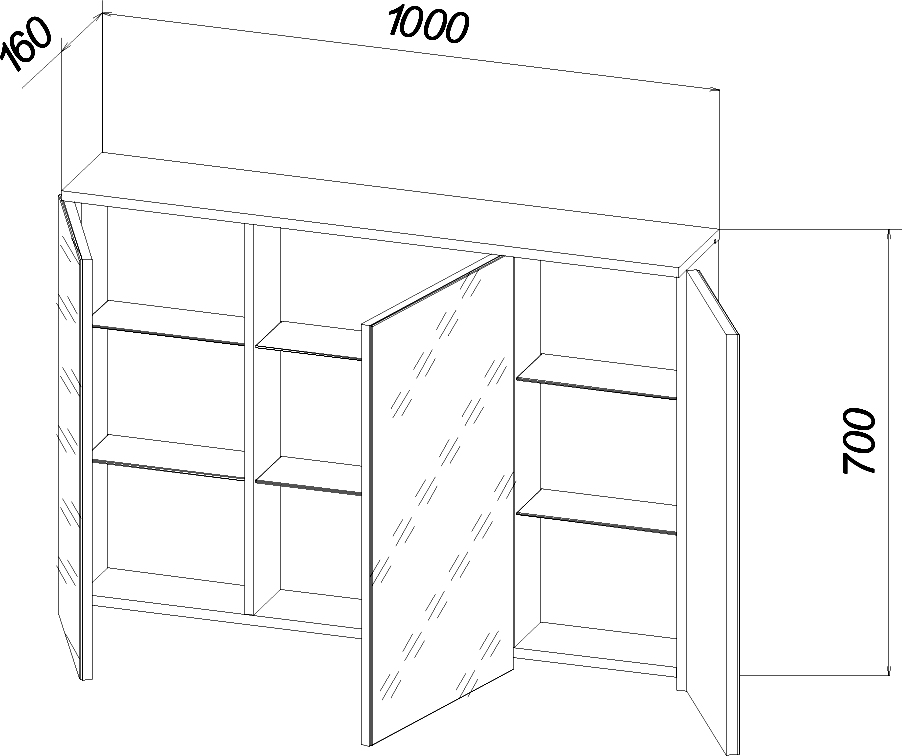 Зеркало-шкаф Бриклаер Фостер 100 дуб золотой, с подсветкой 4627125414725 - 4