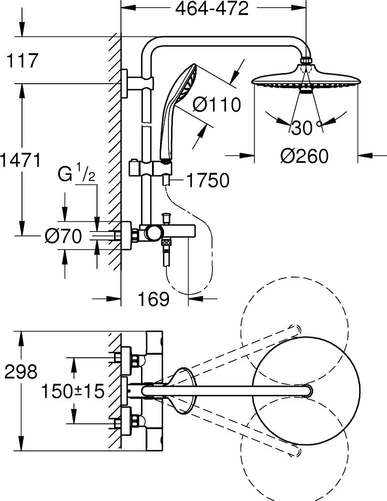 Душевая стойка Grohe Euphoria 27475001 - 1