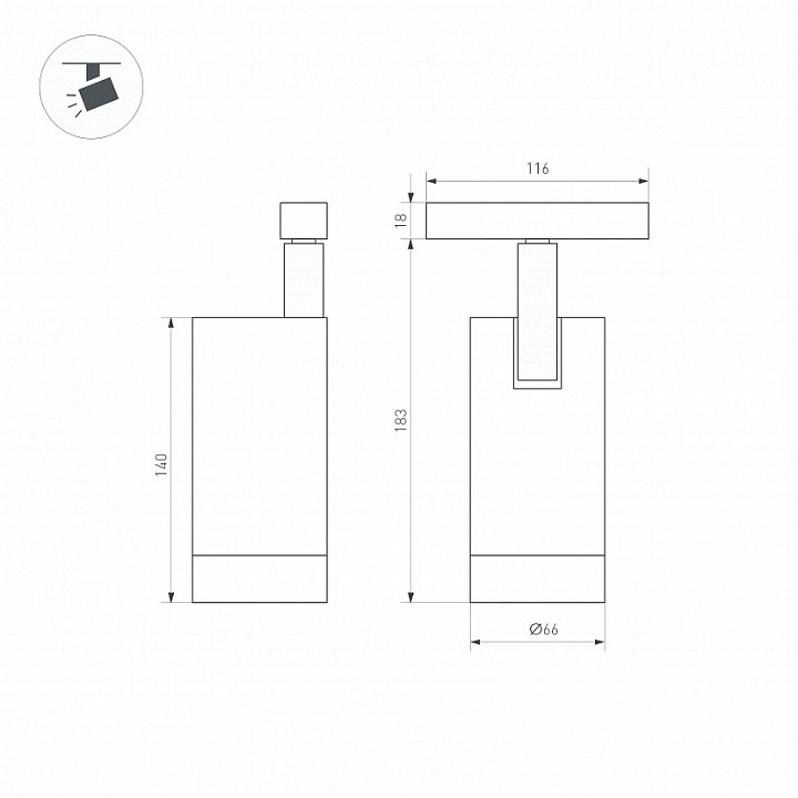 Трековый светодиодный светильник для магнитного шинопровода Arlight Mag-Orient-Spot-R65-20W Day4000 033628 - 1