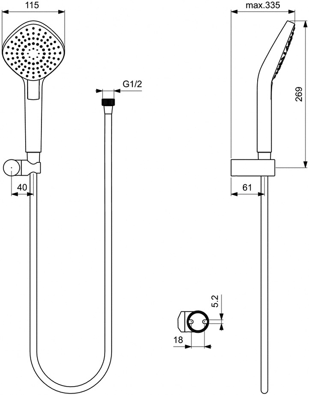 Душевой гарнитур Ideal Standard Ideal Rain хром B2240AA - 2