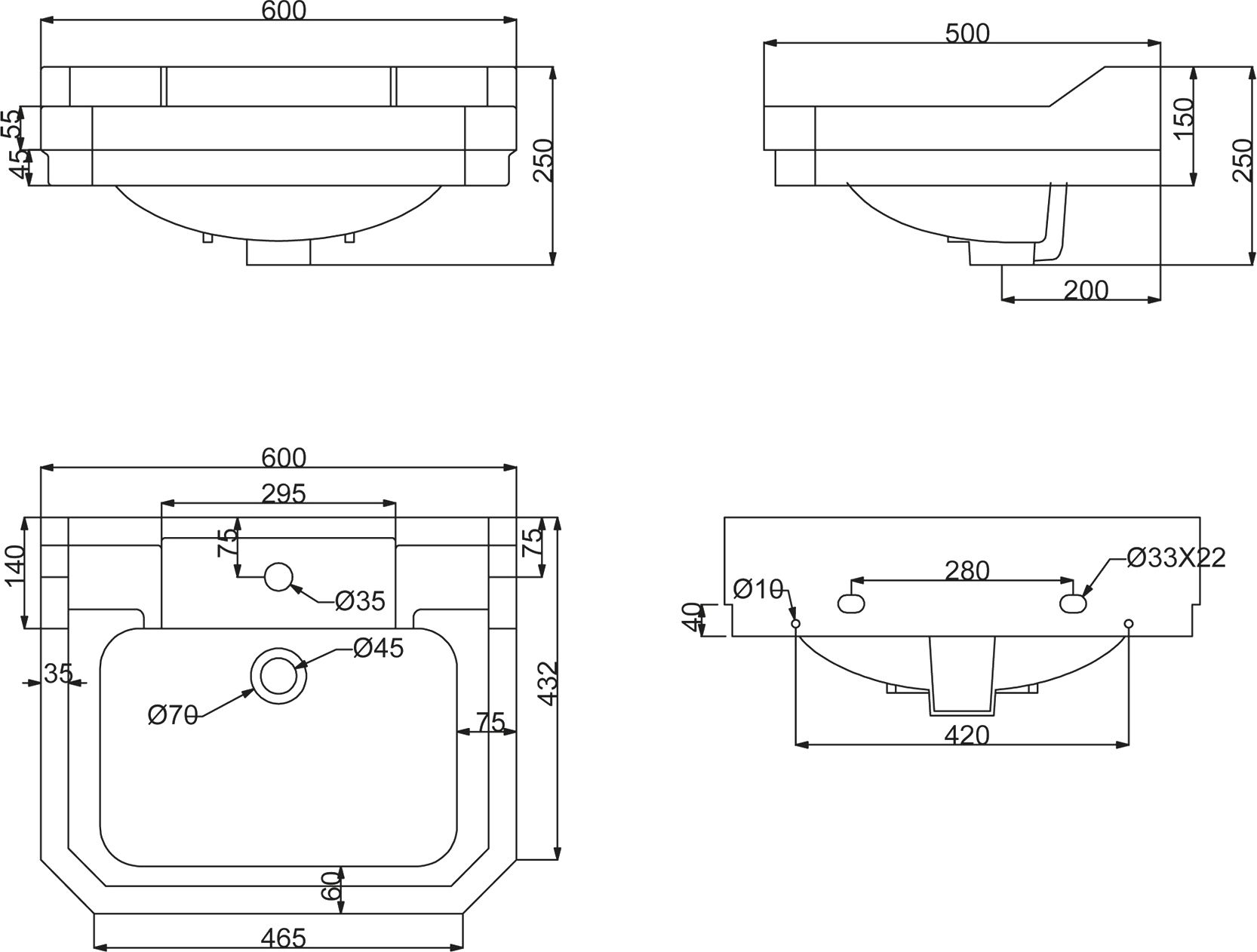 Раковина BelBagno Trevi BB135L - 2