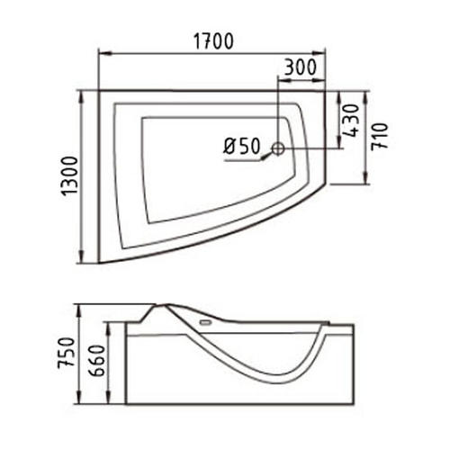 Акриловая ванна Gemy 170х130 белая левая с гидромассажем G9056 O L - 3