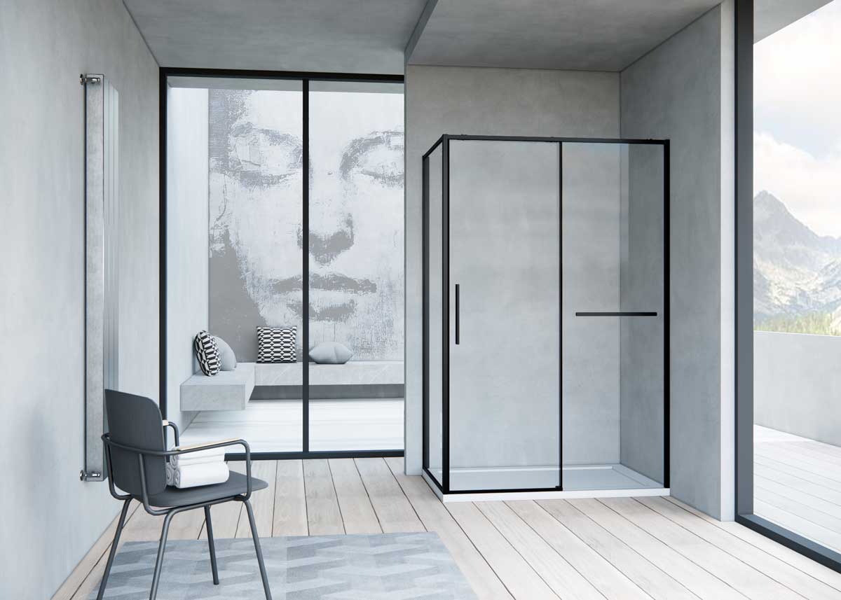Душевой уголок Vincea Slim Soft 130х80 профиль черный стекло прозрачное  VSR-1SS8013CLB - 1