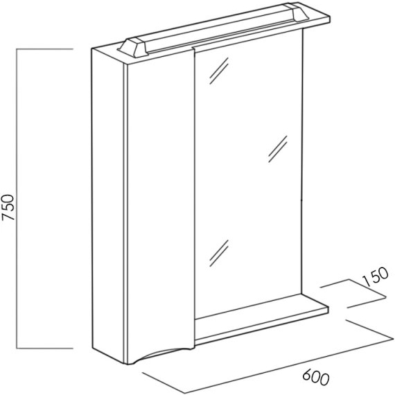 Зеркало-шкаф BelBagno Marino 60 L MARINO-SPC-600/750-1A-BL-P-L - 7