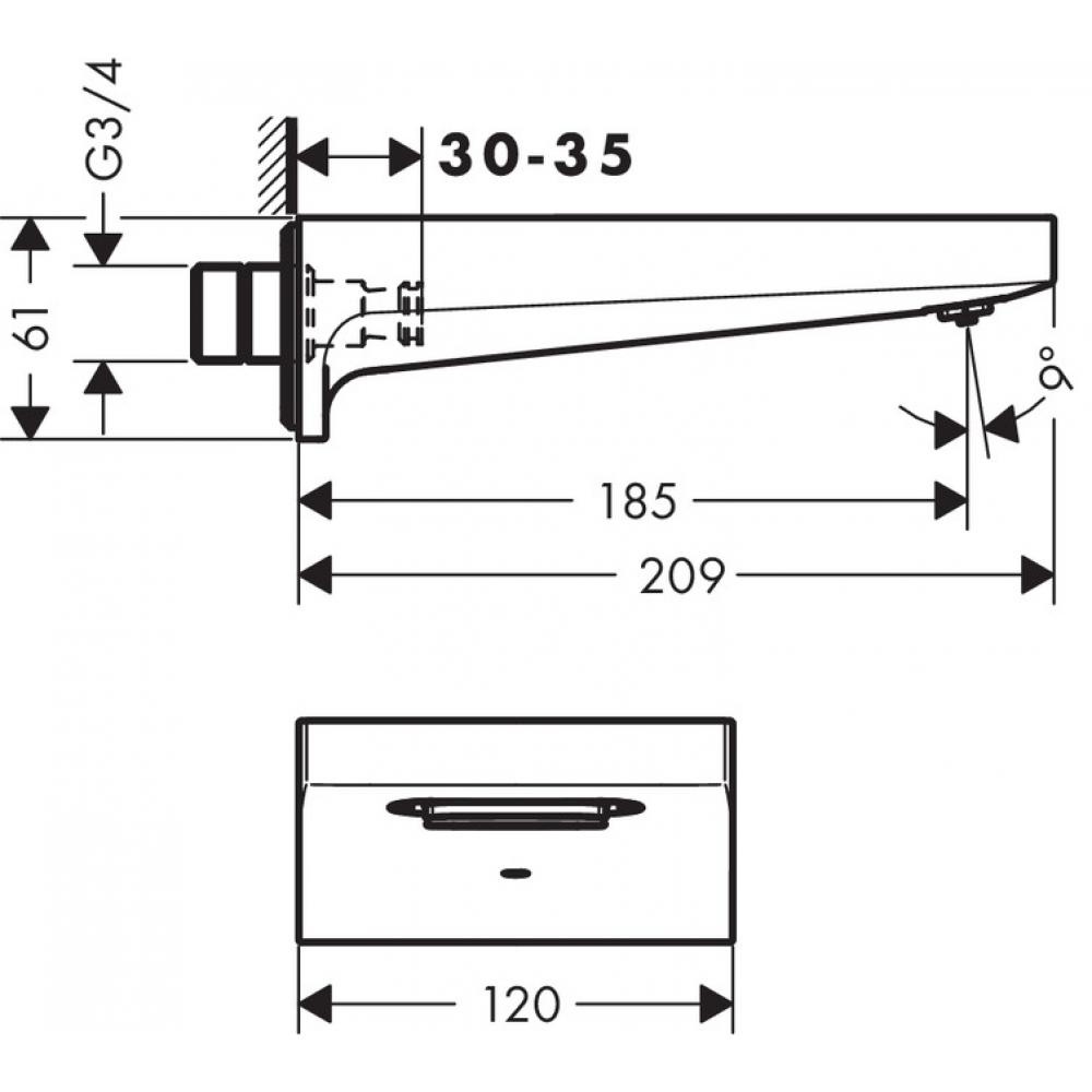 Излив для ванны Hansgrohe Metropol шлифованная бронза 32543140 - 1