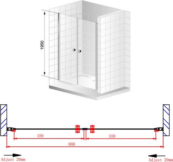 Душевая дверь в нишу Cezares Elena W B2 90 C Cr ELENA-W-B-2-90-C-Cr - 6