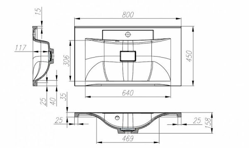 Мебельная раковина BelBagno Marino-Regina 80PR белый  BB800/450-LV-MR-PR - 2