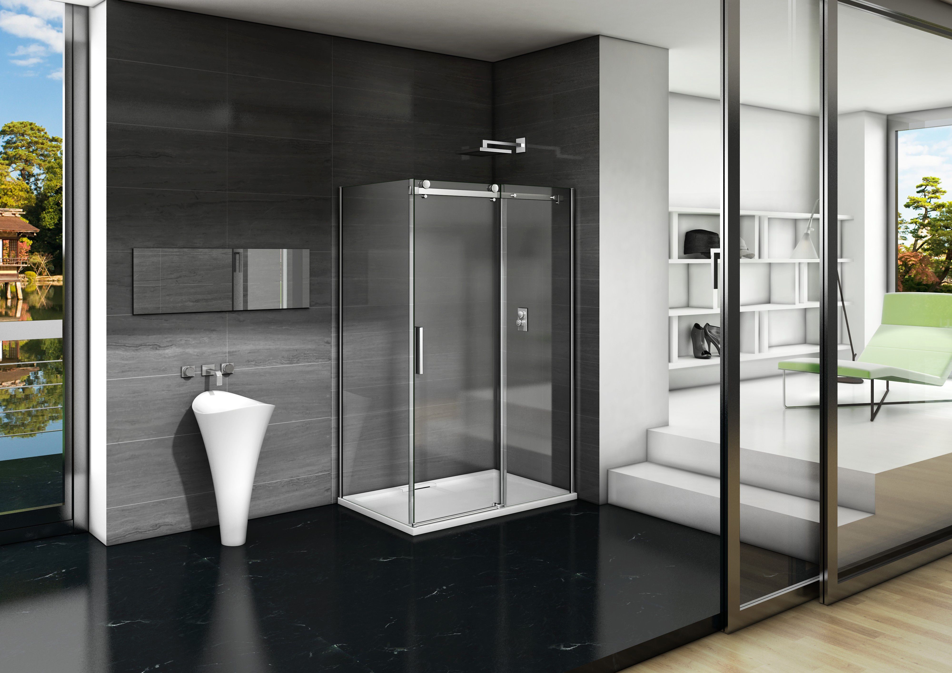 Душевой уголок Good Door Galaxy WTW+SP-C-CH 140x90 - 1