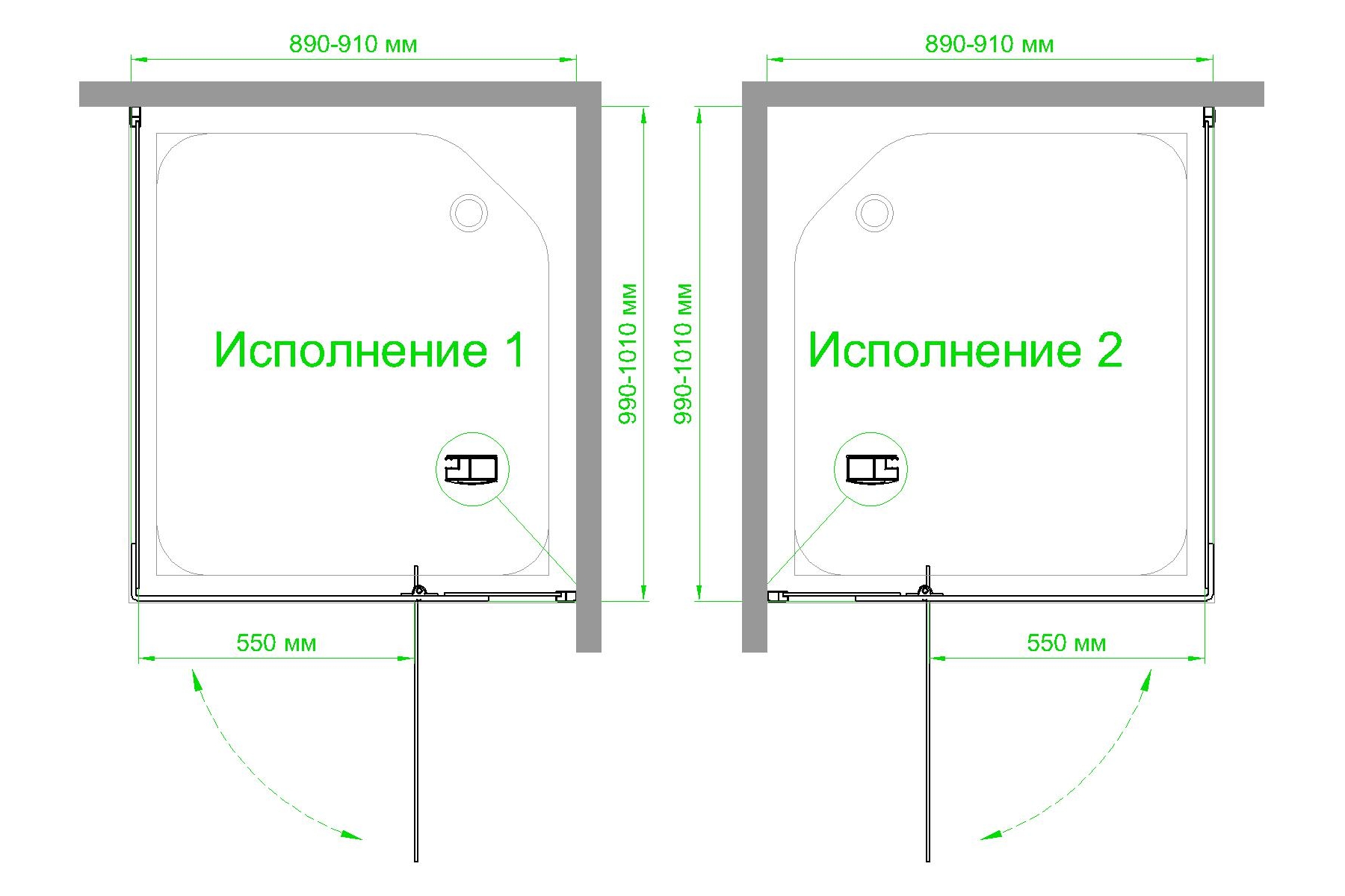 Душевой угол Royal Bath HPVD 100х90 профиль черный стекло прозрачное RB9100HPVD-T-BL - 3