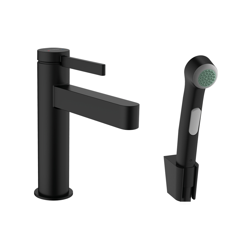 Смеситель для раковины с гигиеническим душем Hansgrohe Finoris черный матовый 76210670 - 0