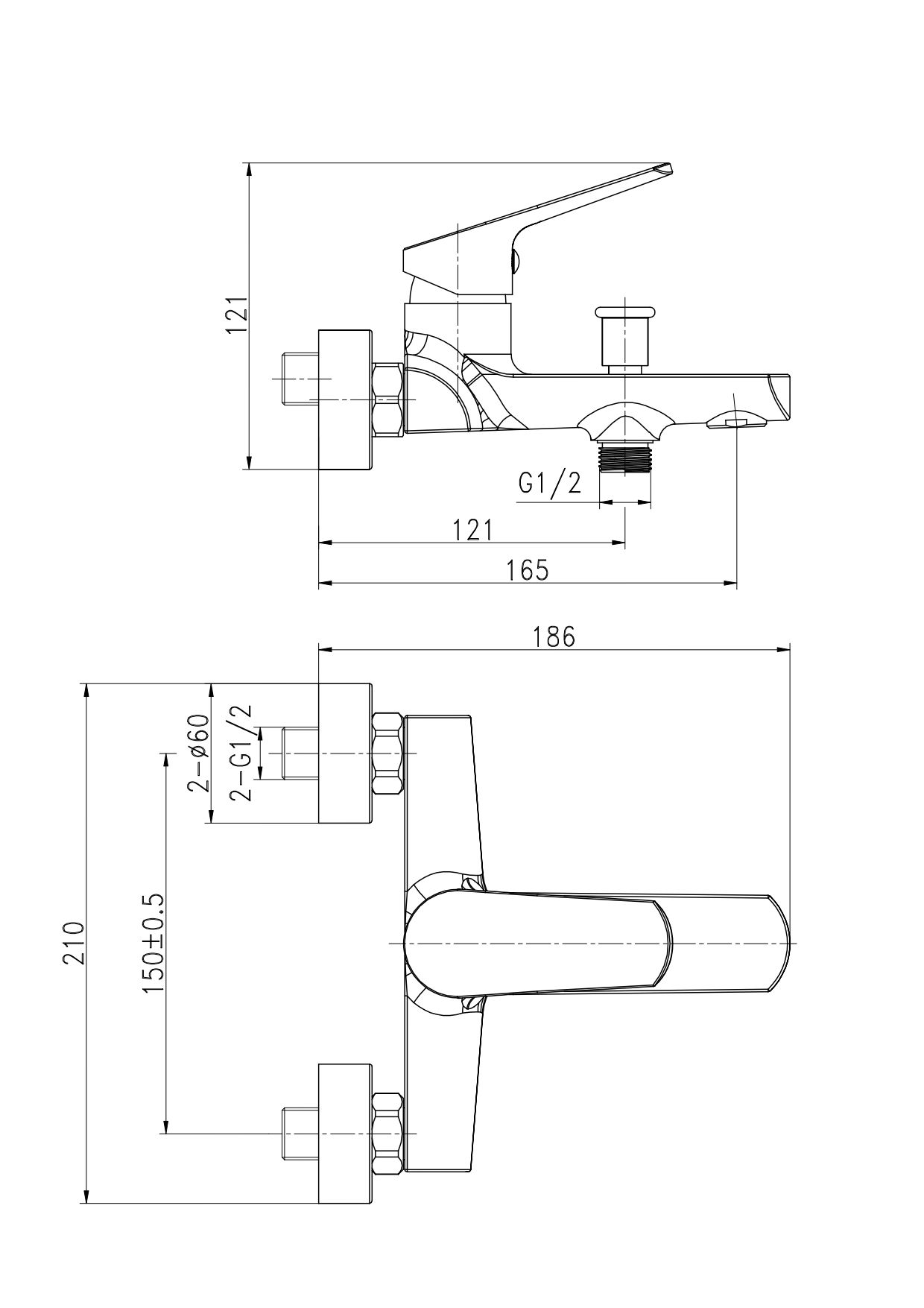 Смеситель Cersanit Flavis для ванны с душем 63035 - 3