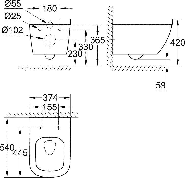 Чаша для унитаза подвесного Grohe Euro Ceramic 39328000 - 8