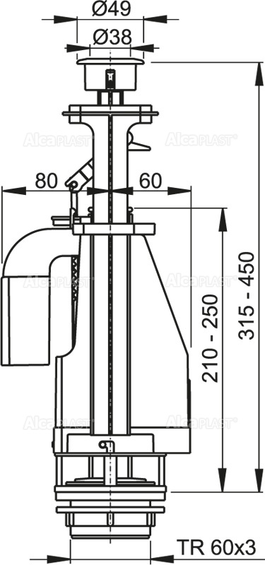 Сливной механизм AlcaPlast   A08 - 0