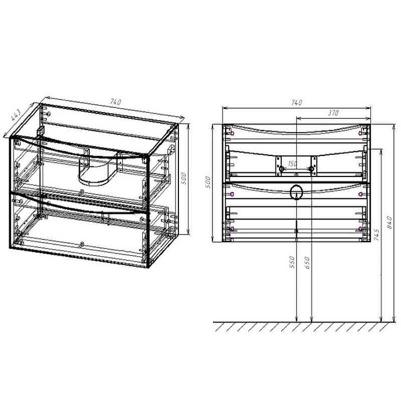 Тумба под раковину Vincea Mia 75 темное дерево VMC-2MC750RW - 4