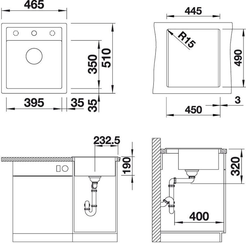 Мойка из гранита Blanco Dalago черный  517156 - 8