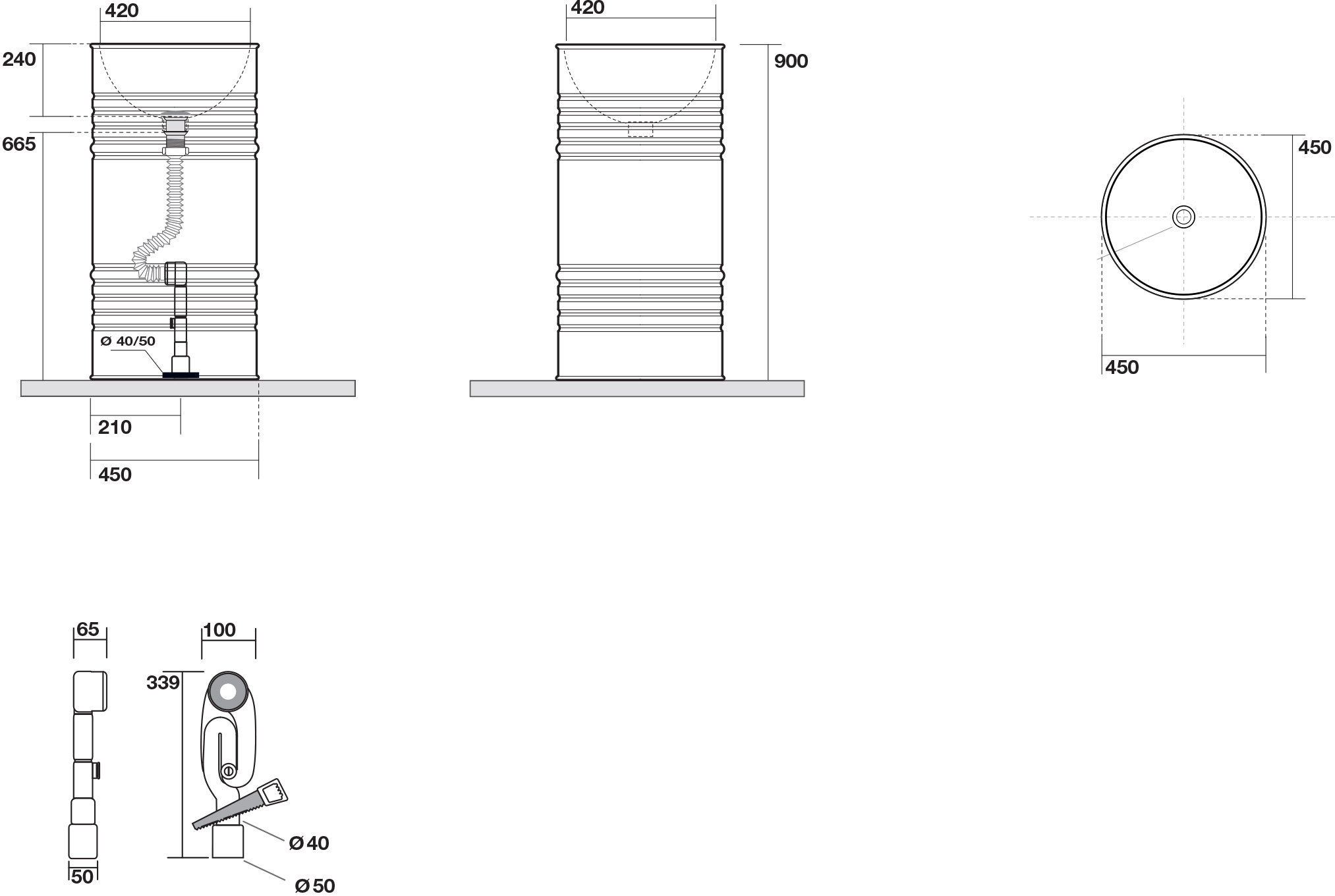 Раковина Kerasan Artwork Barrel 4742K01 45 см, белая - 4