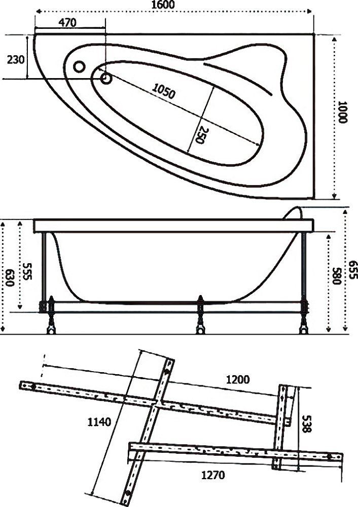 Акриловая ванна Triton Николь 160х100 L, Щ0000048680 - 1