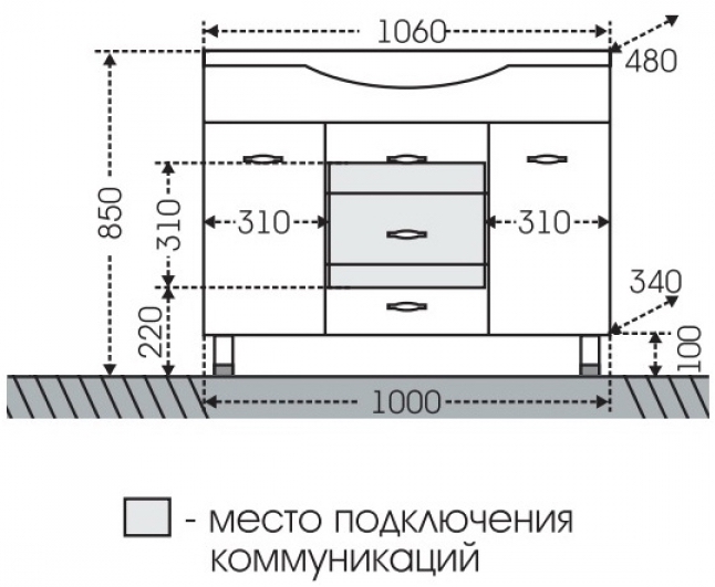 Тумба под раковину Санта Монарх 100 белый 700105 - 5