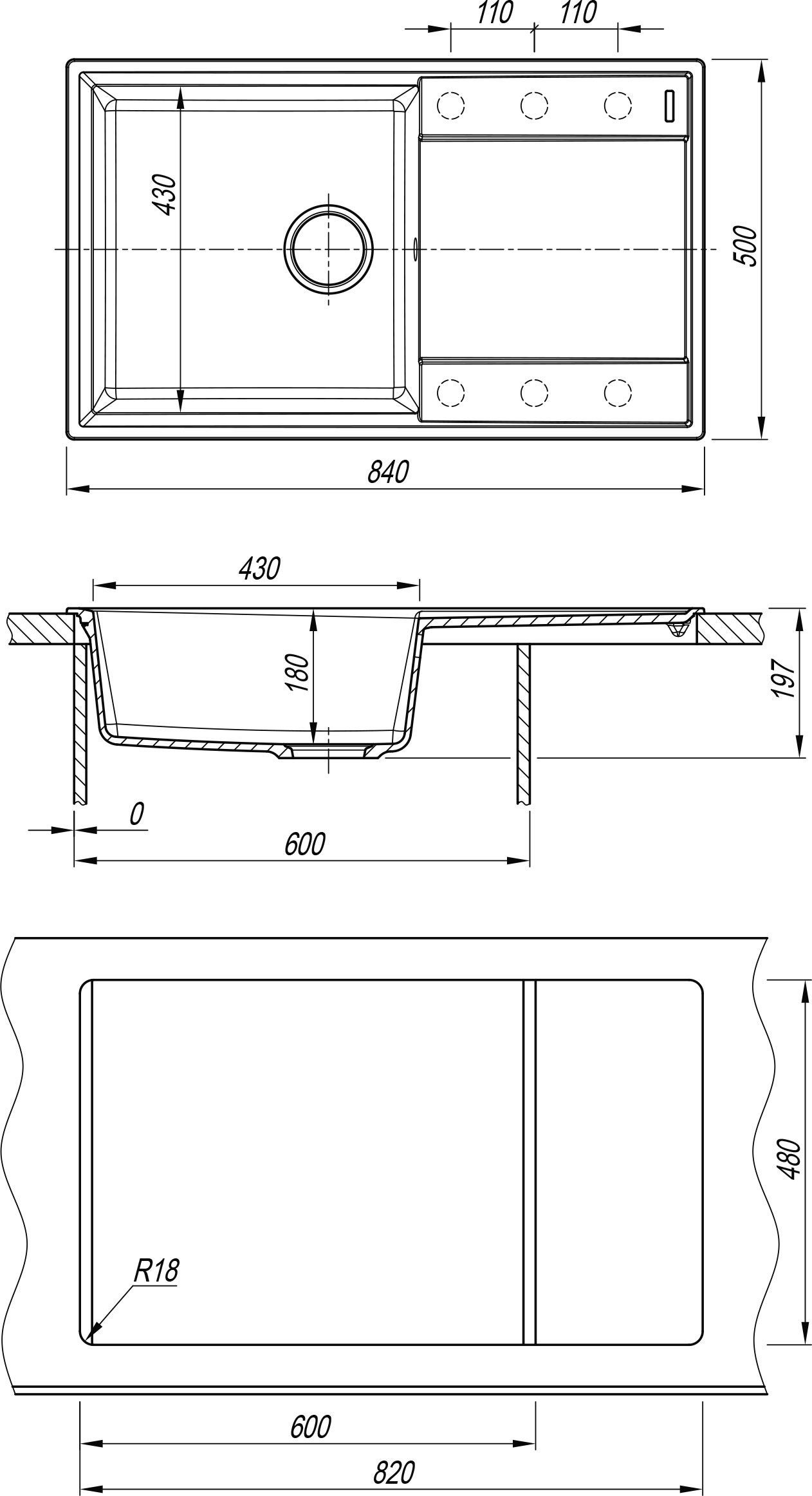 Мойка Flortek Консул 840, мокко FSm  23.020.D0840.303 - 2