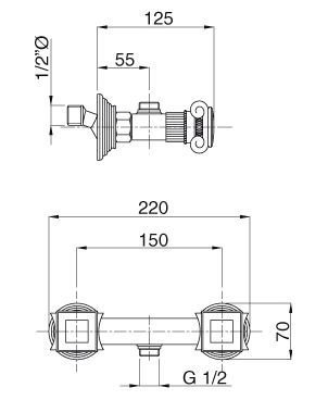 Смеситель для душа Cezares OLIMP золото 24 карат  OLIMP-DS-03/24-M - 1