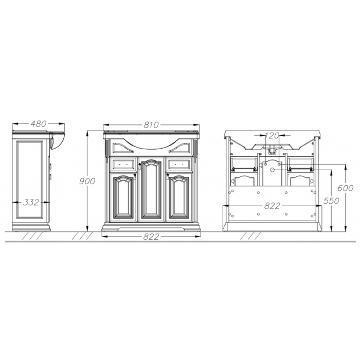 Тумба под раковину Opadiris Риспекто 80 слоновая кость 00-00006022 - 3