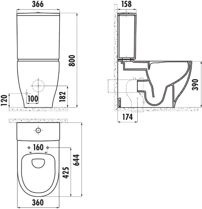 Унитаз-компакт Creavit Mare MA361100, сиденье микролифт MA361-11CB00E-0000 - 7