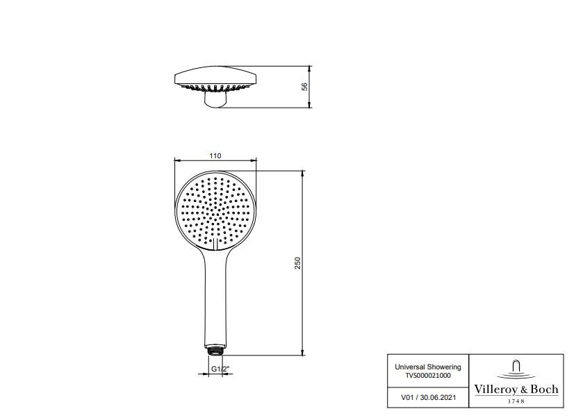 Душевая лейка Villeroy & Boch Universal хром, белый  TVS00002200061 - 1