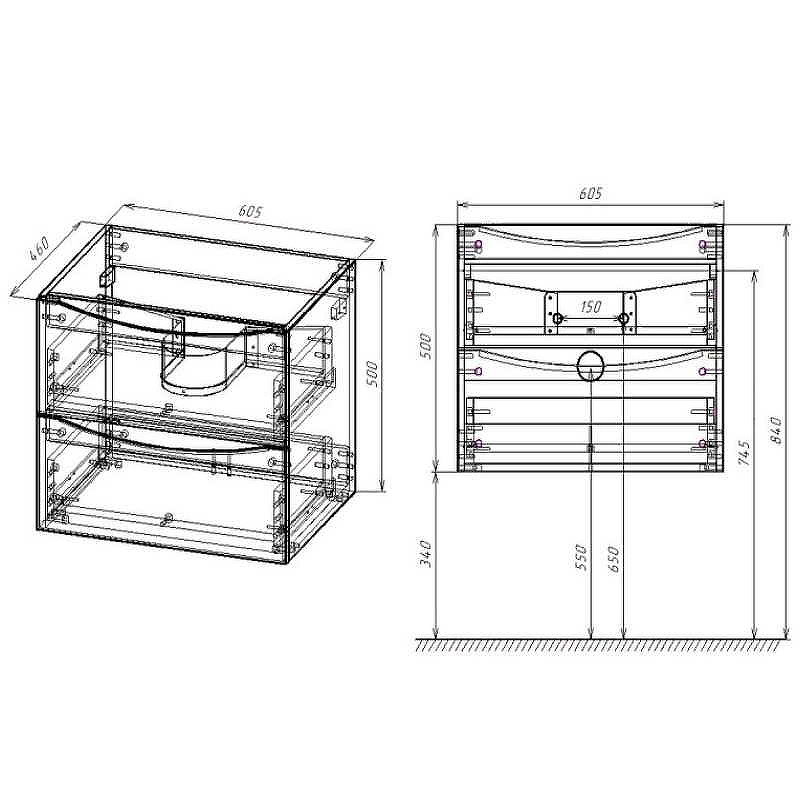 Тумба под раковину Vincea Gio Mia 60 темное дерево VMC-2MC600RW - 1