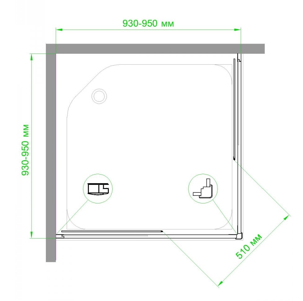 Душевой уголок Royal Bath HPD 95x95 профиль черный стекло матовое RB95HPD-C-BL - 3