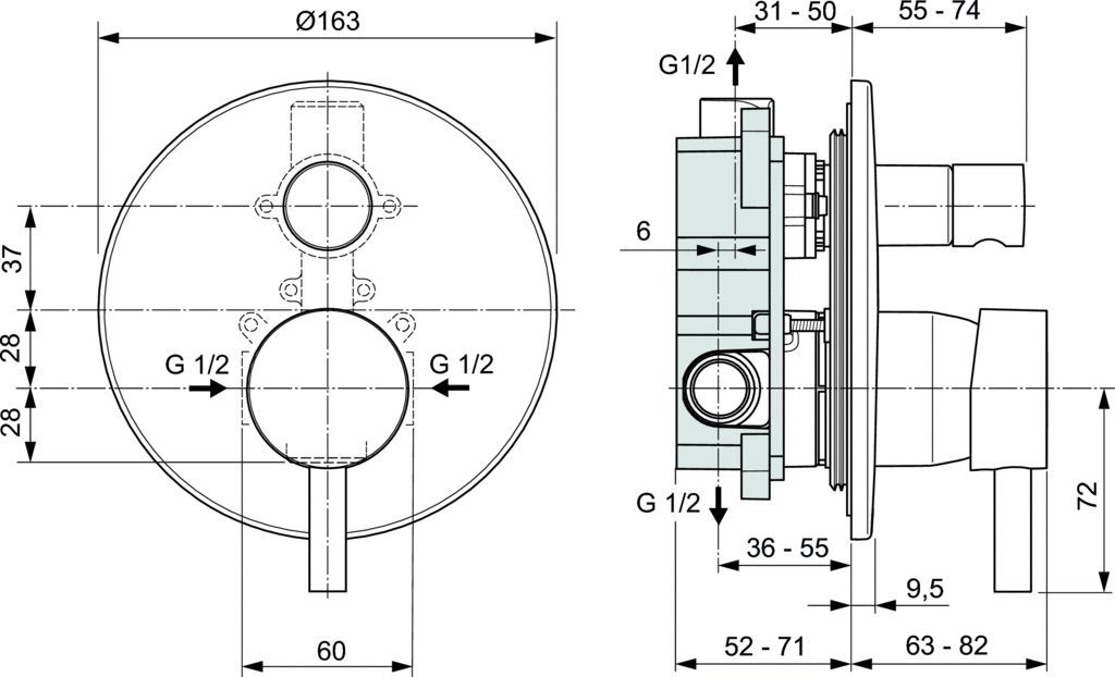 Смеситель для ванны с душем Ideal Standard Ceraline хром A6939AA - 1