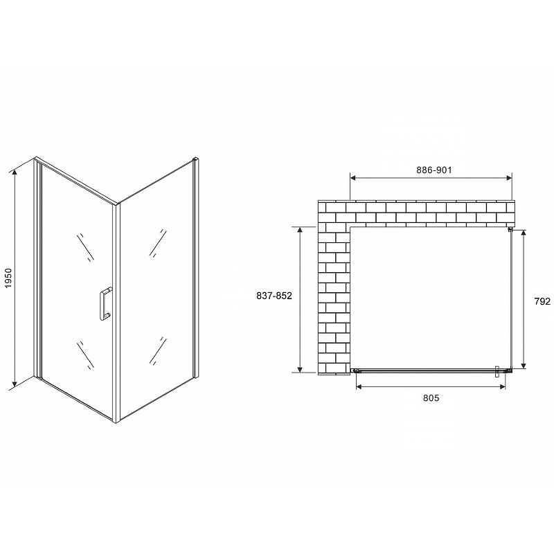 Душевой уголок Abber Sonnenstrand 90х85 черный стекло прозрачное AG04090B-S85B - 1