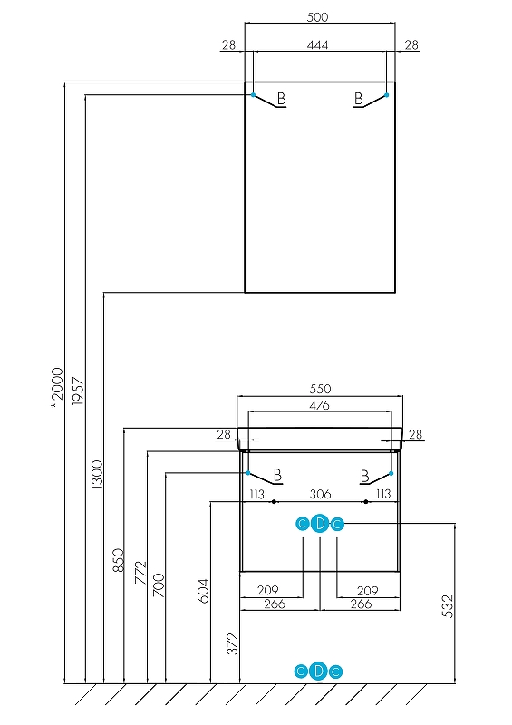 Комплект мебели Aquaton Марти 55 белый-светлое дерево  - 11