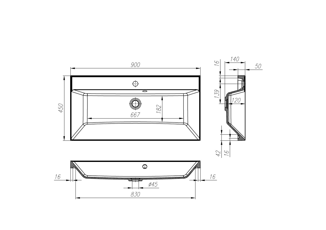 Раковина BelBagno 90х45 черный матовый  BB900/450-LV-ART-AST-NERO - 2