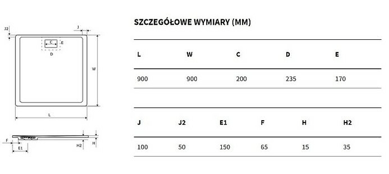 Поддон для душа EXCELLENT Lavano 90x90 серый BREX.1102.090.090.CON - 2