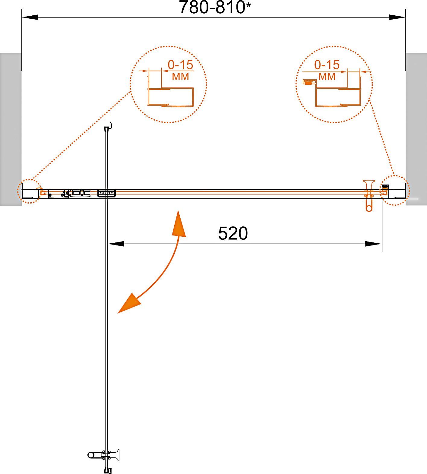Душевая дверь в нишу Cezares Eco O BA 1 80 P Cr стекло punto ECO-O-BA-1-80-P-Cr - 5