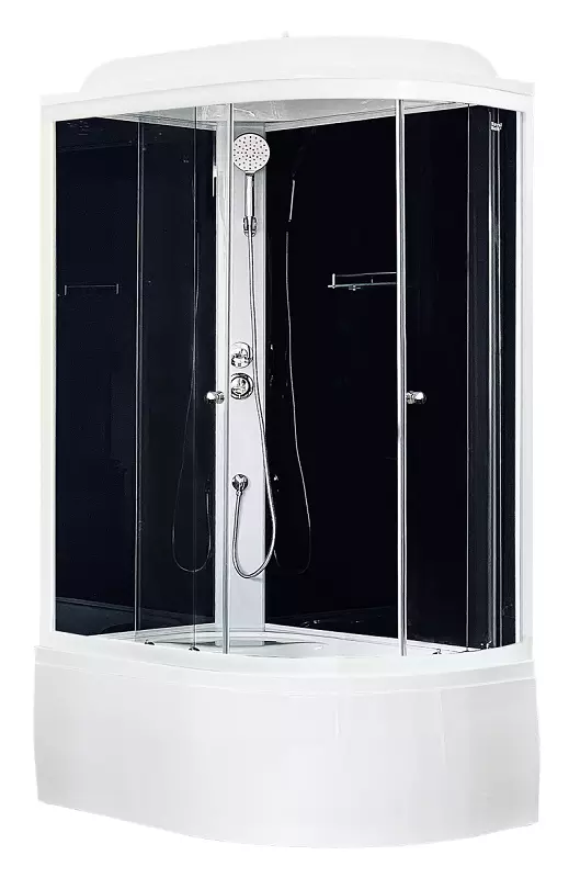 Душевая кабина Royal Bath BK 120x80 L профиль белый стекло прозрачное задняя стенка черная  RB8120BK5-BT-L - 0