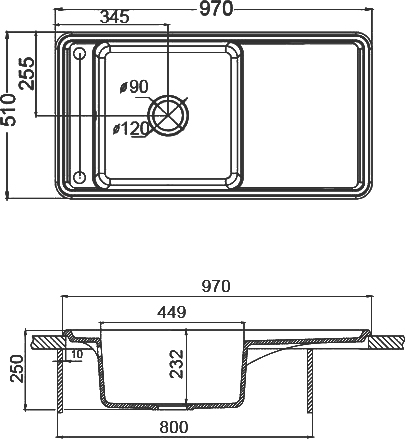 Мойка кухонная AQUATON Беллис 97 серый шелк 1A725132BS250 - 2