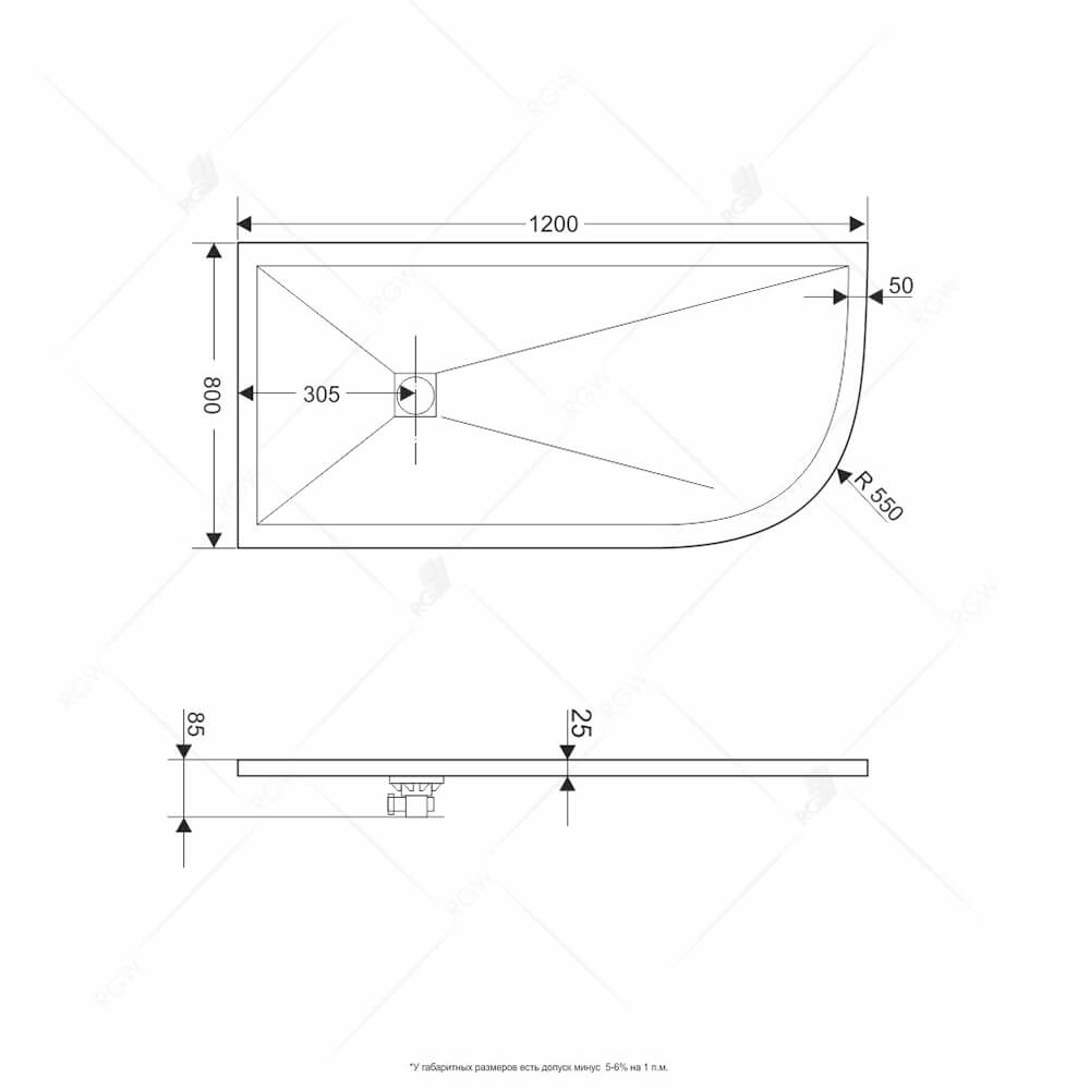 Душевой поддон Rgw  80 см  16154128-02L - 1