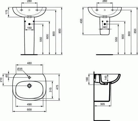 Подвесная раковина Ideal Standard Tesi  T351401 - 3