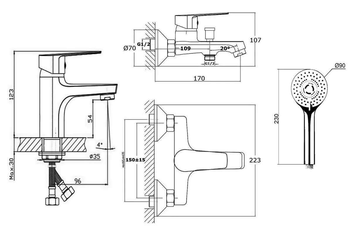 Комплект смесителей Orange Loop бронза матовый M26-311br - 4