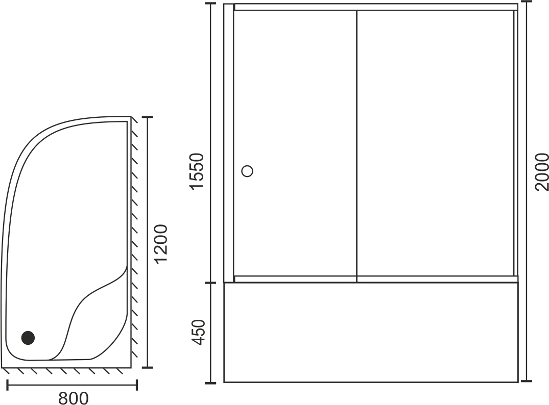 Душевой уголок Royal Bath 120x80 R профиль белый стекло матовое RB8120BK-C-R - 4