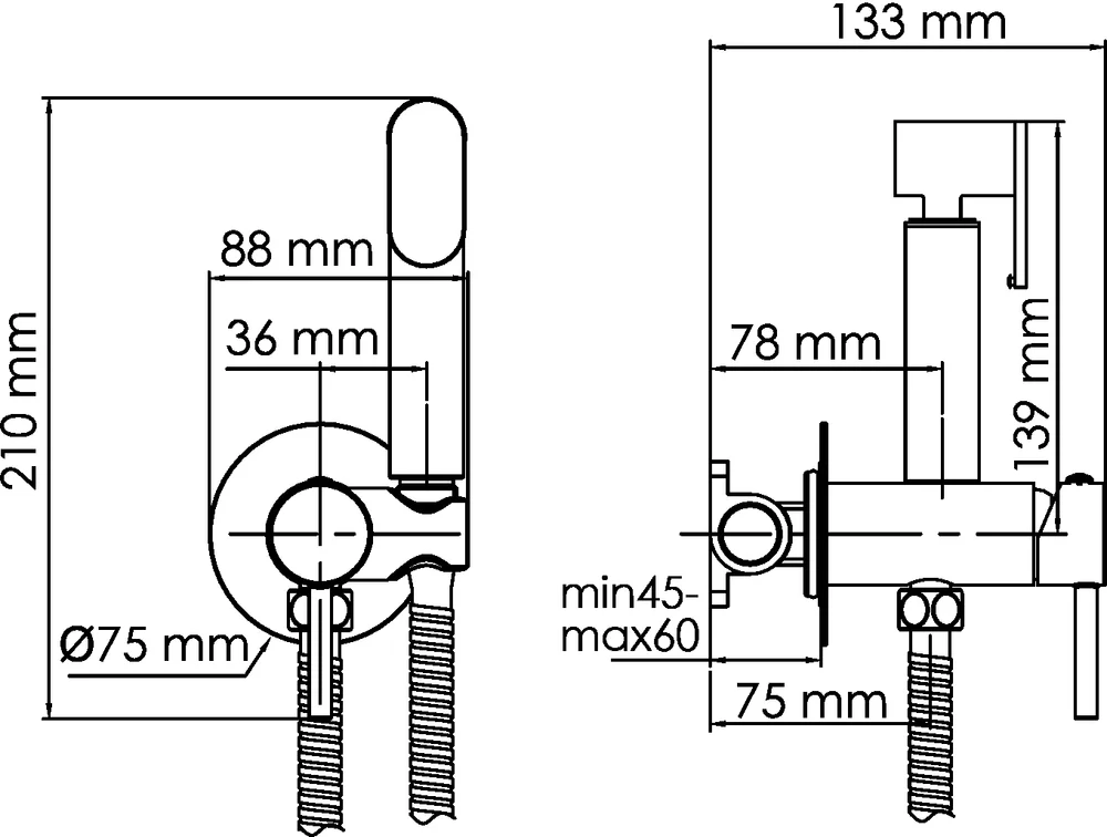 Гигиенический душ Wasserkraft со смесителем черный матовый A70638 - 3