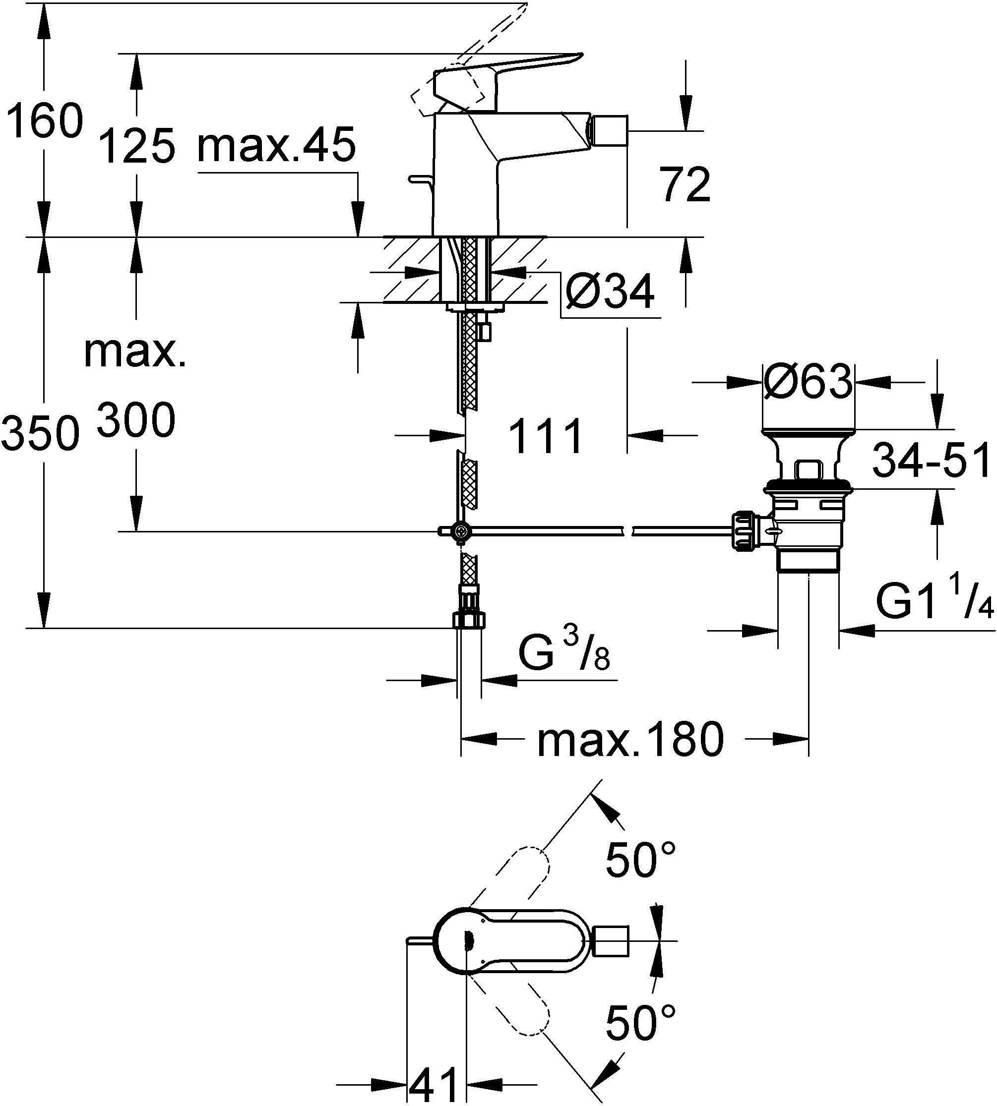 Смеситель Grohe BauEdge 23331000 для биде - 1