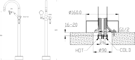 Смеситель напольный Boheme Imperiale золото с кристаллом Swarovski 289-SW - 1