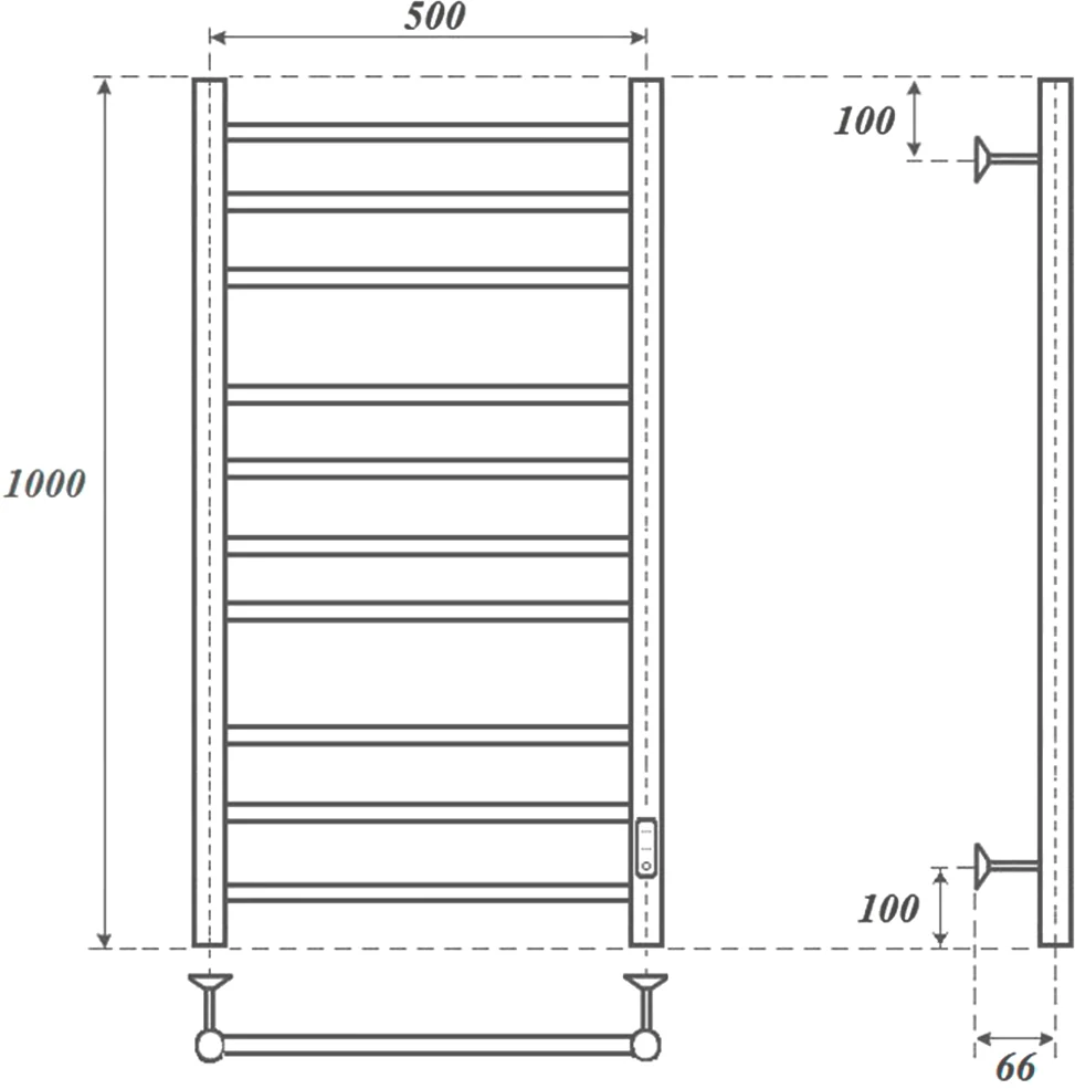 Полотенцесушитель электрический Point Аврора 50х100 черный PN10850B - 1