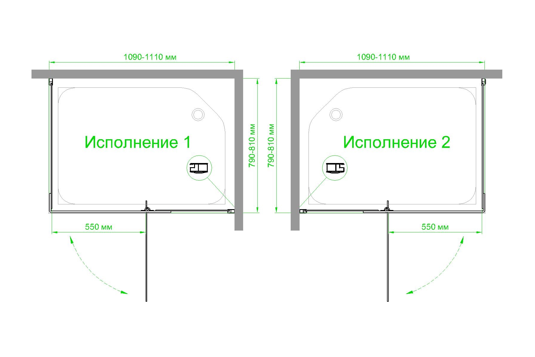 Душевой угол Royal Bath HPVD 110х80 профиль черный стекло матовое RB8110HPVD-C-BL - 3