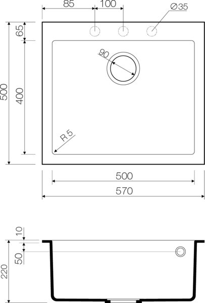 Мойка кухонная Omoikiri Bosen 57-BL черная 4993145 - 2