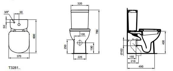 Чаша для напольного унитаза Ideal Standard Tempo белый, без сиденья  T328101 - 2